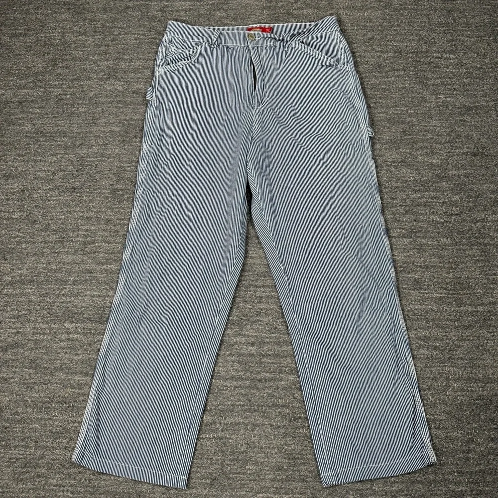 Dickies Carpenter Pants Women 29 Hickory Railroad Stripe Ankle Hipster Workwear